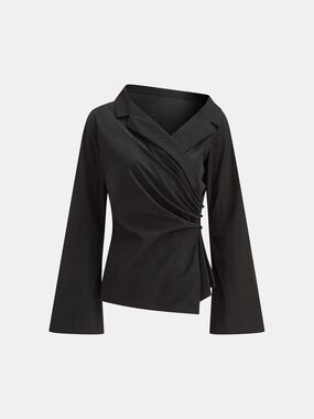 Commense Flared Sleeve Asymmetric Wrap Shirt Medium